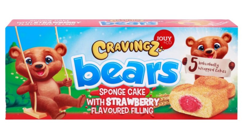 JOUY AND CO CRAVINGZ BEARS MINI GATEAU FOURRE A LA FRAISE 18X200GR