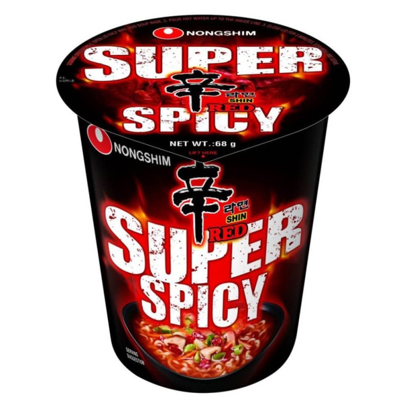 NONGSHIM SHIN RED SUPER SPICY CUP NOODLES 12X68GR