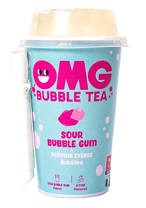 OMG BUBBLE TEA SOUR BUBBLE GUM / LYCHEE 10X265ML