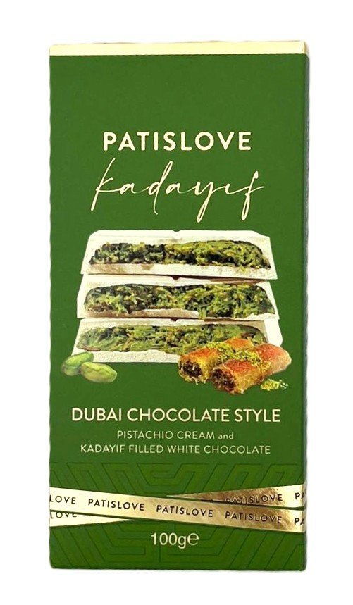 PATISLOVE CHOCOLAT BLANC DUBAI CREME DE PISTACHE ET KADAYIF 10X100GR