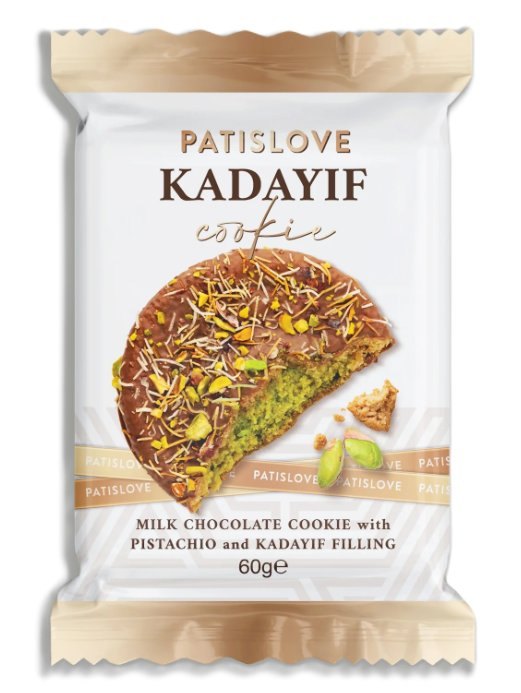 PATISLOVE COOKIE CHOCOLAT AU LAIT AVEC PISTACHE ET KADAYIF 10X60GR
