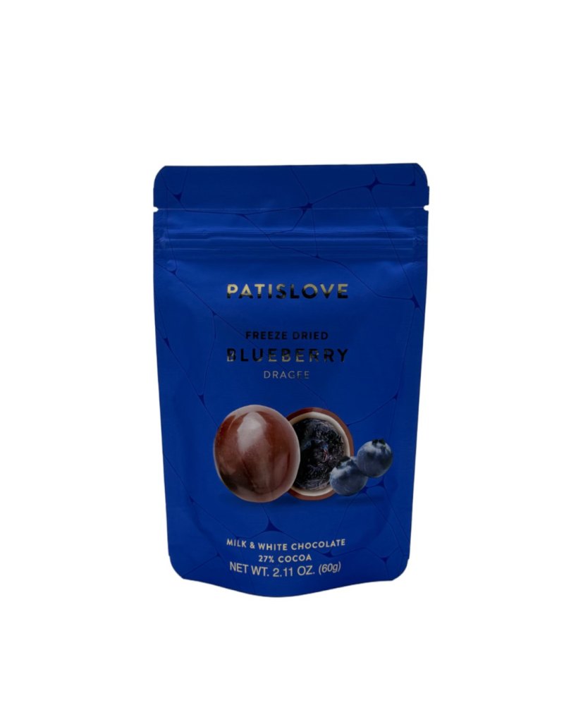 PATISLOVE DRAGEE BLUEBERRY MILK & WHITE CHOCOLATE 12X60GR