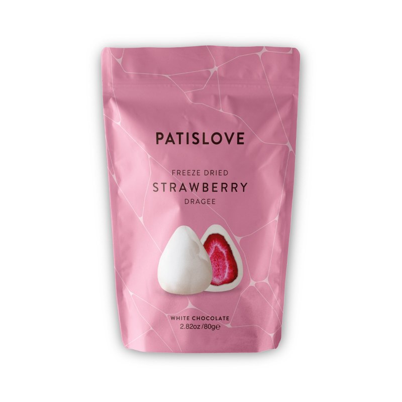 PATISLOVE DRAGEE STRAWBERRY WHITE CHOCOLATE 12X80GR