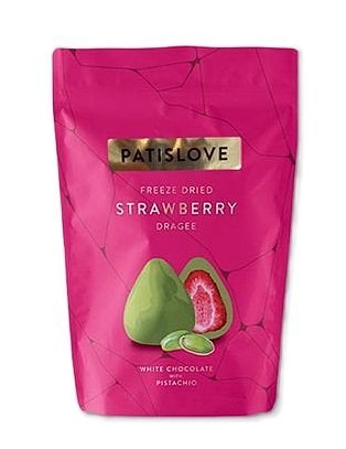 PATISLOVE DRAGEES FRAISE LYOPHILISES CHOCOLAT BLANC ET PISTACHE 12X60GR