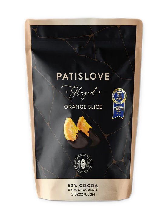 PATISLOVE TRANCHES D ORANGES ENROBEES A MOITIE DE CHOCOLAT NOIR 58% 12X80GR