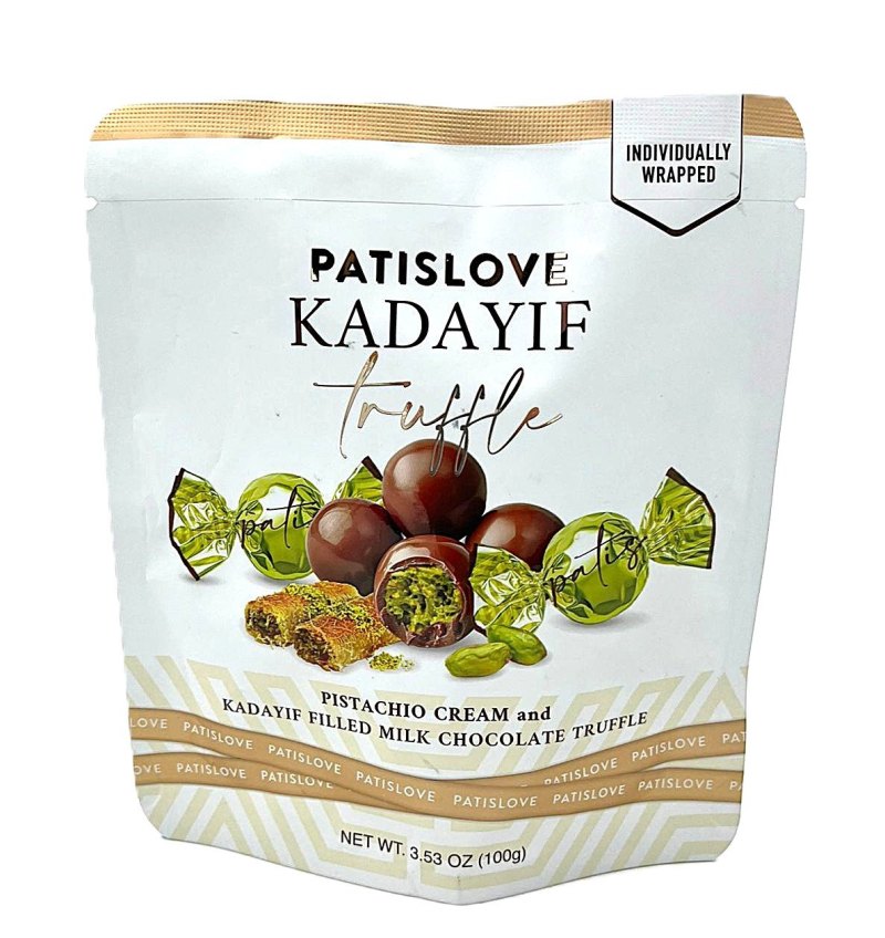 PATISLOVE TRUFFLE CHOCOLAT AU LAIT AVEC CREME DE PISTACHE ET KADAYIF 12X100GR