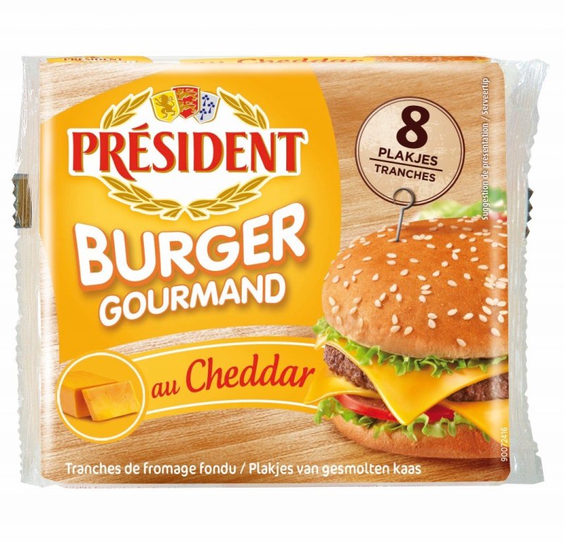 PRESIDENT CHEDDAR FROMAGE POUR BURGER 16X150GR