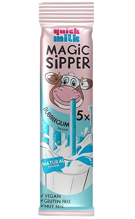 QUICK MILK MAGIC SIPPER BUBBLE GUM 20X30GR
