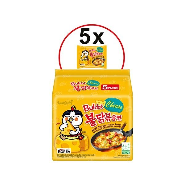 SAMYANG BULDAK RAMEN NOODLES CHEESE HOT CHICKEN 8X(5X140GR)
