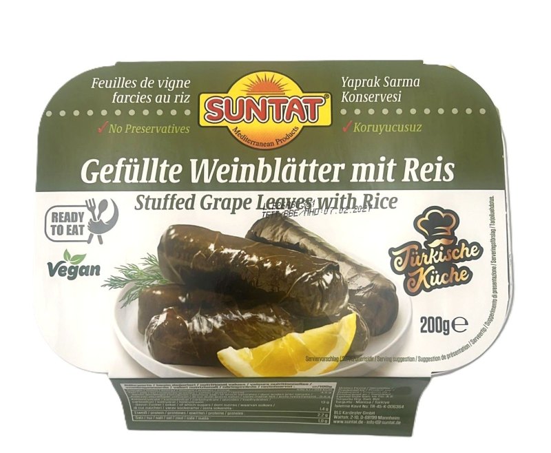SUNTAT FEUILLES DE VIGNE FARCIES AUX RIZ DOLMA 10X200GR