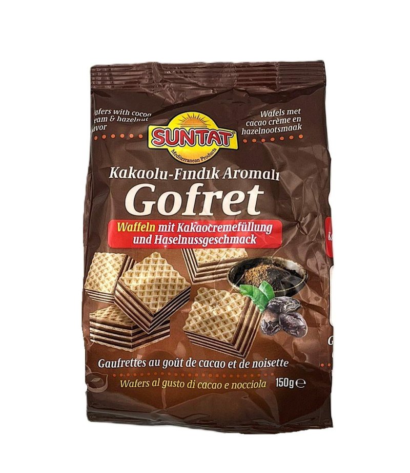 SUNTAT GAUFRETTES AU GOUT DE CACAO ET NOISETTE 12X150GR