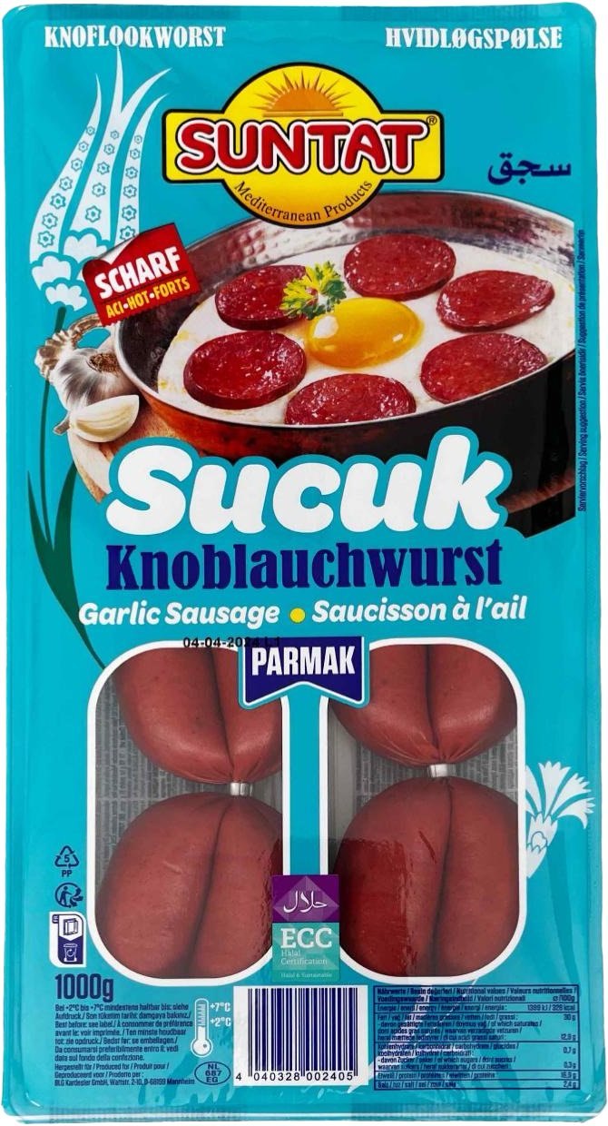 SUNTAT SAUCISSON A L'AIL SUCUK PARMAK 9X1KG