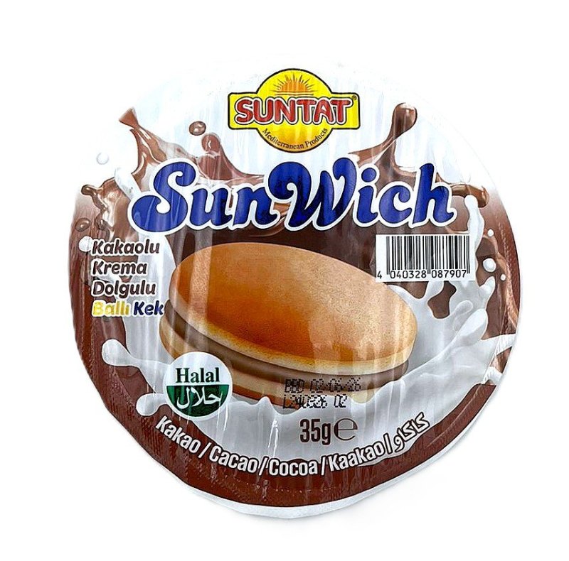 SUNTAT SUNWICH GATEAU AU MIEL FOURRE A LA CREME DE CACAO 12X35GR