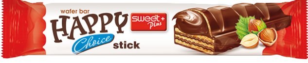 SWEET PLUS HAPPY CHOICE STICK GAUFRETTE CREME DE NOISETTE ET CACAO 12X32GR