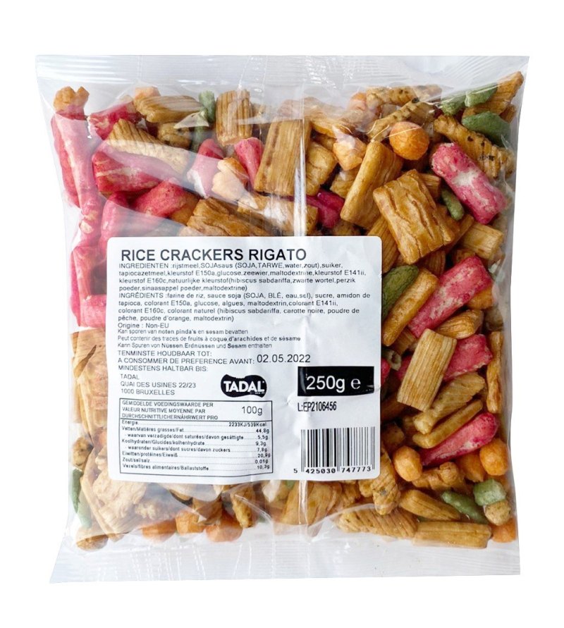TADAL RICE CRACKERS RIGATO 16X250GR