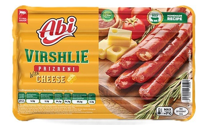 ABI SAUCISSE DE PRIZRENI AU BOEUF ET FROMAGE 18X500GR