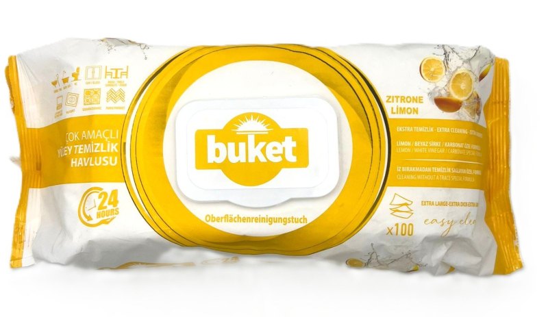 BUKET LINGETTE NETTOYANTE CITRON 12X100PC