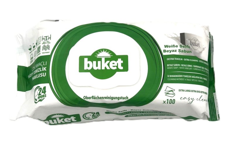 BUKET LINGETTE NETTOYANTE SAVON BLANC 12X100PC